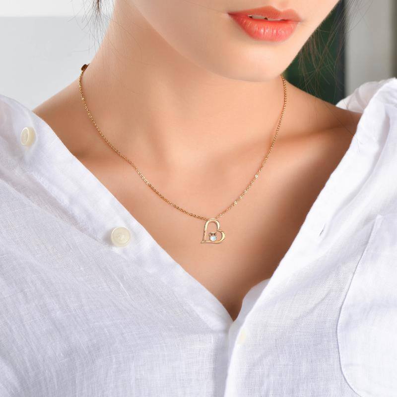 Gold Heart Opal Owl Necklace