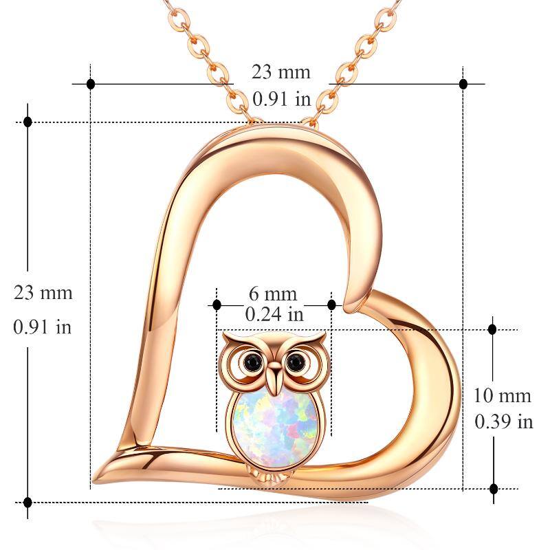 Gold Heart Opal Owl Necklace